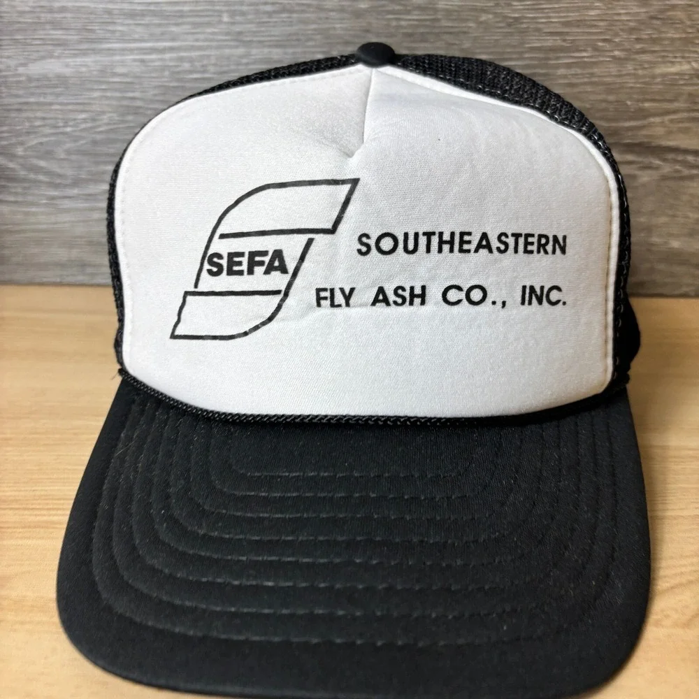 Vintage Southeastern Fly Ash Hat Cap‎ Snap Back Black Trucker